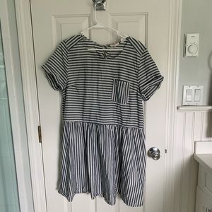Blue and white stripe dress